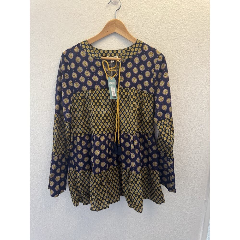 EarthBound Blouse Womens S Floral Ruffle Rael Tiered Peasant Boho S